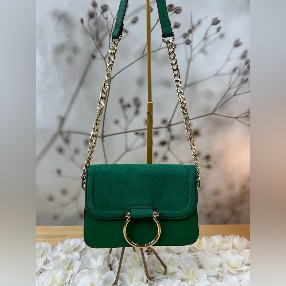 TopShop Green Crossbody Shoulder Bag with Gold Ring Detail